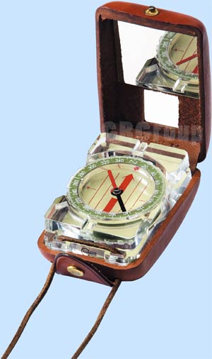 Barigo Model 16 Acrylic navigation compass and sighting mirror in leather case