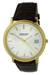 Bernex Gents' Round Gold-Plate Case Watch With Silver Dial