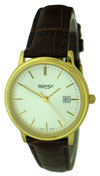 Bernex Ladies' Round Gold-Plate Case Watch With Silver Dial