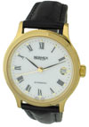 Bernex Gents' Gold-Plated Roman Dial Watch W/black Strap