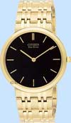 Citizen Eco-Drive Stiletto Black Dial Gold Tone Watch Ar1052-58e