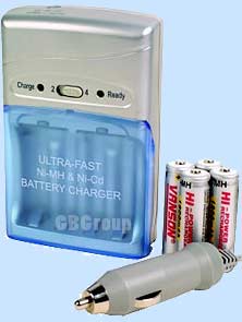 4 Way Fast Battery Charger including batteries