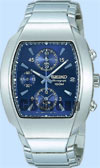 Seiko Blue Face Stainless Steel Chronograph Watch Sna329