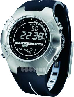 SUUNTO OBSERVER NEGATIVE STAINLESS STEEL w black amp white elastomer strap
