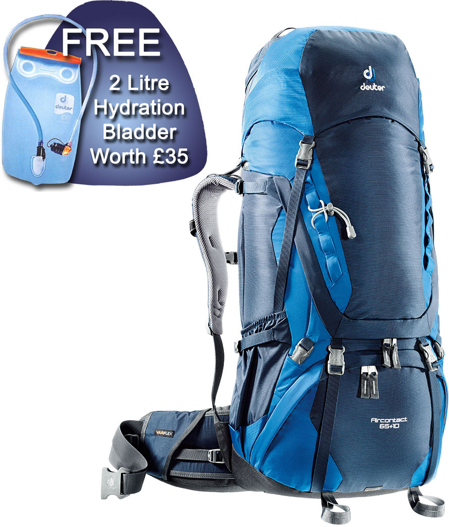 Deuter Aircontact 65L + 10 Trekking Backpack with FREE Streamer 2L
