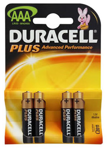 Duracell AAA Plus Long Lasting Batteries 4 Pack