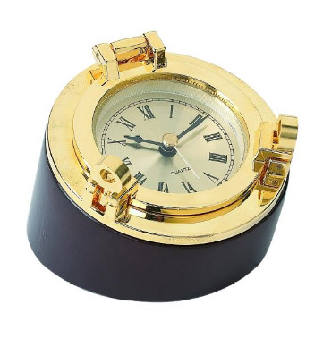 Porthole clock paperweight