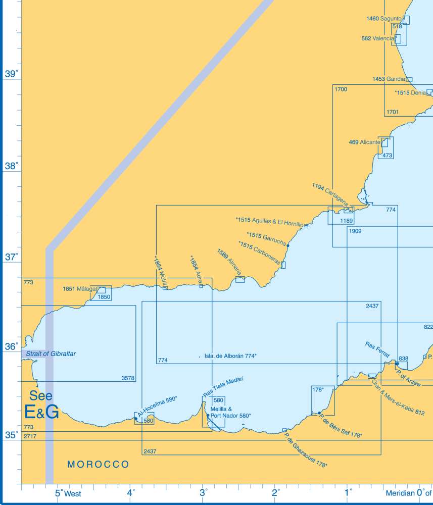Admiralty Charts - Western Mediterranean Sea E1 55