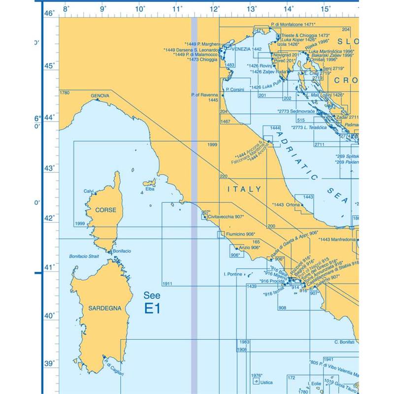 Admiralty Charts - Central Mediterranean Sea and Adriatic Sea E2 57-4