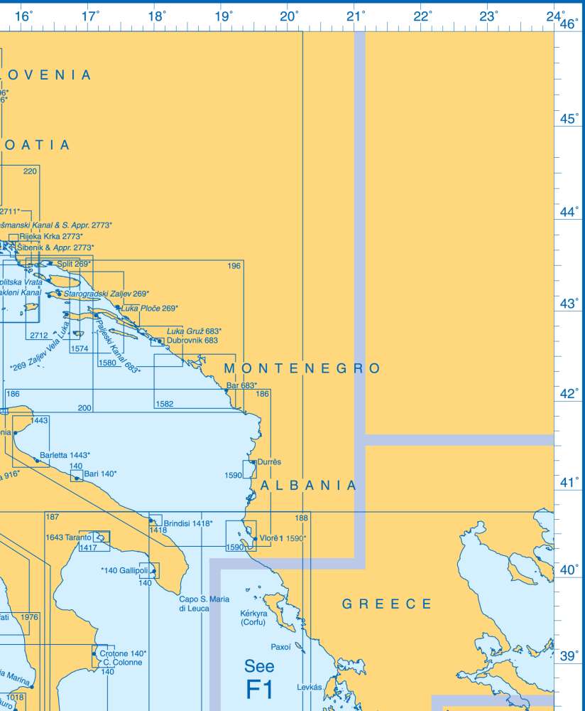 Admiralty Charts - Central Mediterranean Sea and Adriatic Sea E2 57