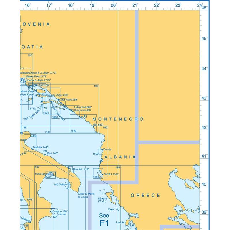 Admiralty Charts - Central Mediterranean Sea and Adriatic Sea E2 57-5