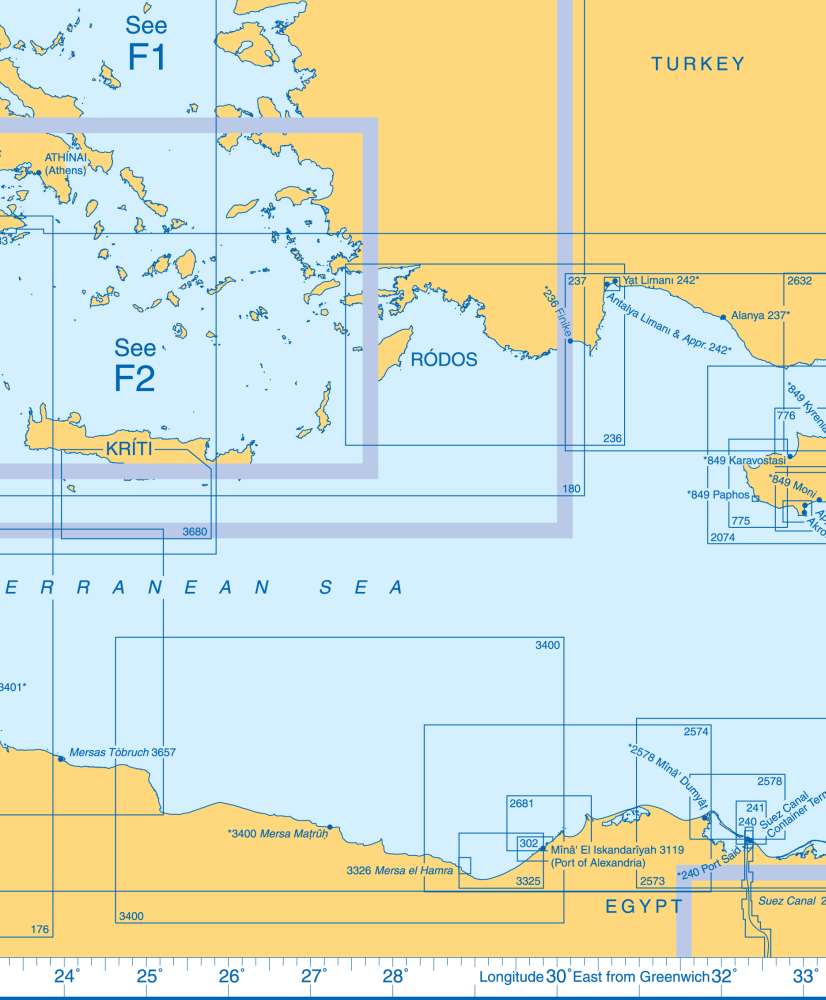 Admiralty Charts - Eastern Mediterranean Sea and Black Sea F 59