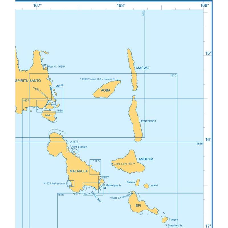 Admiralty Charts Nouvelle-Caledonie, Vanuatu (New Hebrides) and Santa Cruz Island N1 109-5