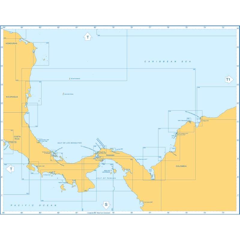 Admiralty Charts Honduras, Nicaragua, Costa Rica, Panama and Colombia T3 141-1
