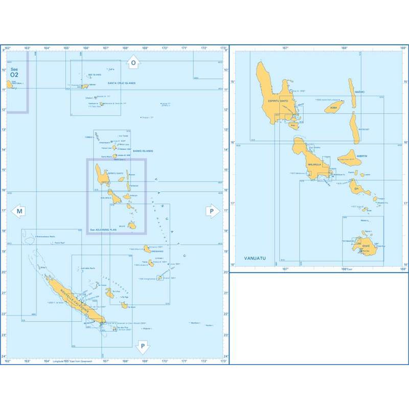Admiralty Charts Nouvelle-Caledonie, Vanuatu (New Hebrides) and Santa Cruz Island N1 109-1