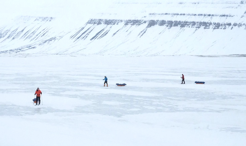 The long trek across a frozen fjord