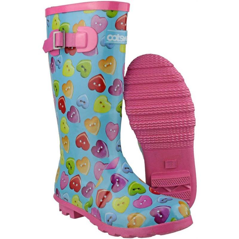 Cotswold Kids Button Heart Wellington Boots-2