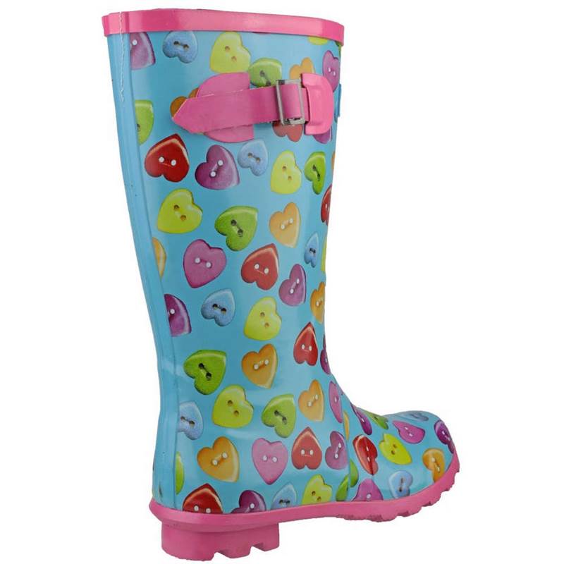 Cotswold Kids Button Heart Wellington Boots-3