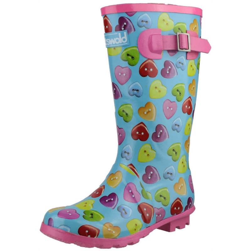 Cotswold Kids Button Heart Wellington Boots-4