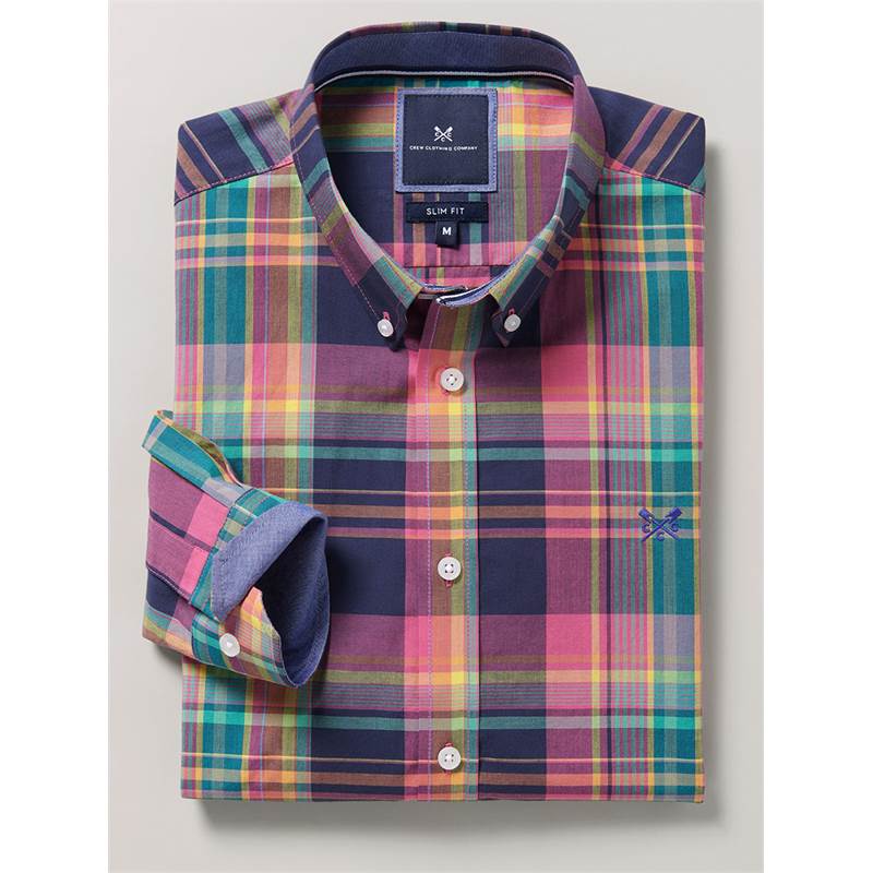Crew Clothing Mens Harperrs LS Slim Fit Madras Shirt-1