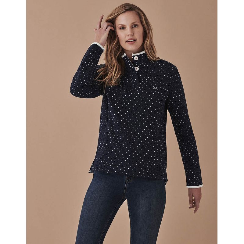 Crew Clothing Womens Half Button Printed Sweatshirt OutdoorGB