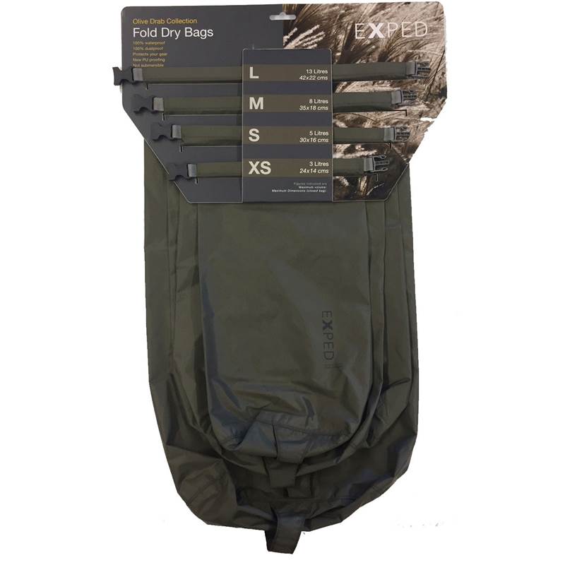 Exped Olive Drab Fold Drybag - 4 Pack-2