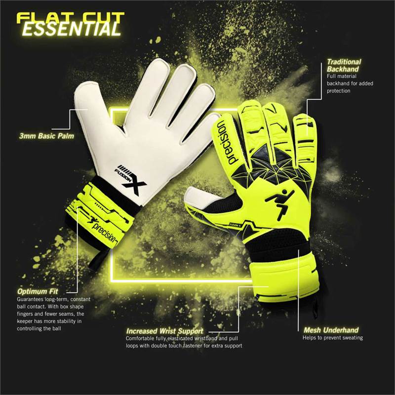 Precision Junior Fusion X Flat Cut Essential GK Gloves.-2