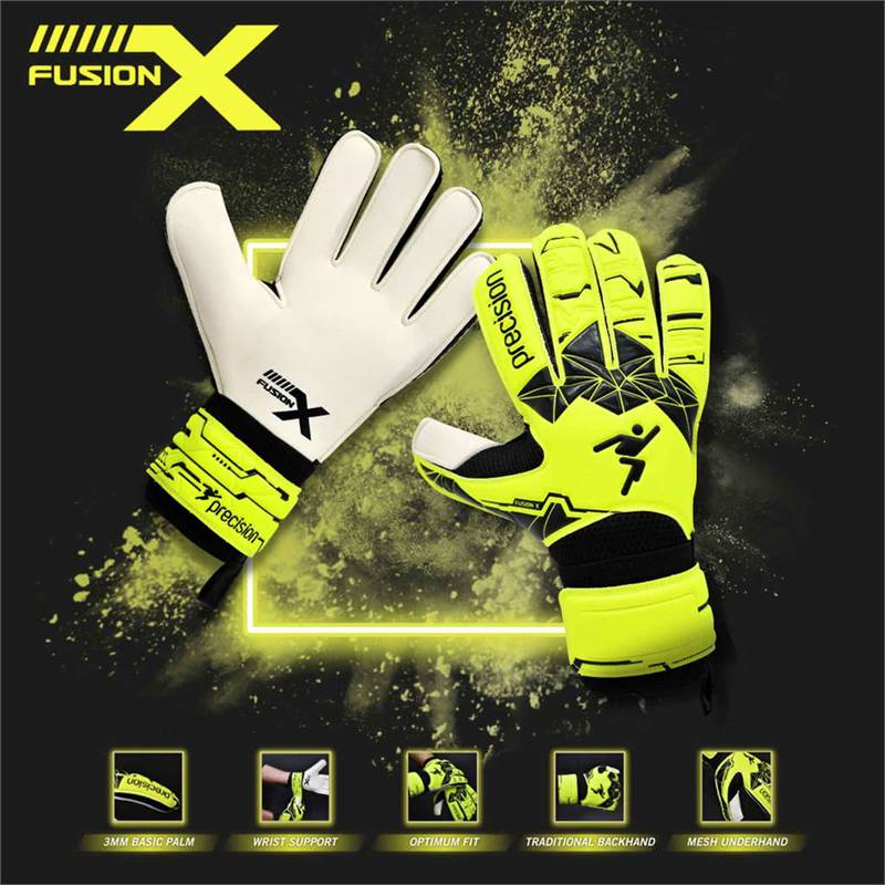 Precision Junior Fusion X Flat Cut Essential GK Gloves.-3