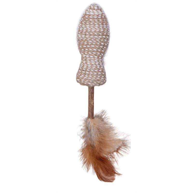 Quapas! Cat Toy Fishstick With Feathers-1
