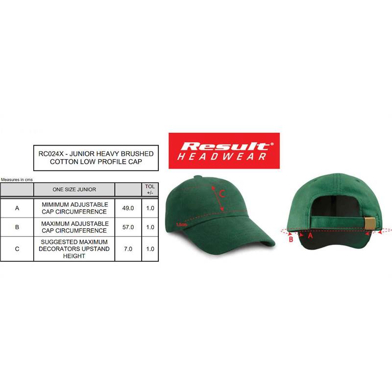 Result Junior Low Profile Heavy Brushed Cotton Sandwich Cap RC024PJ-2