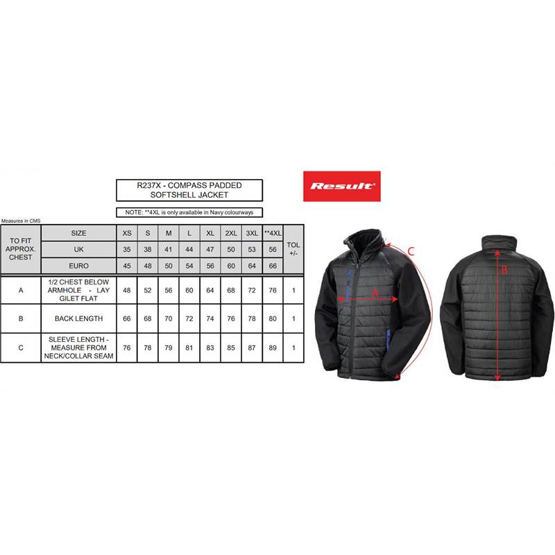 Result Black Padded Compass Softshell Jacket R237X-3