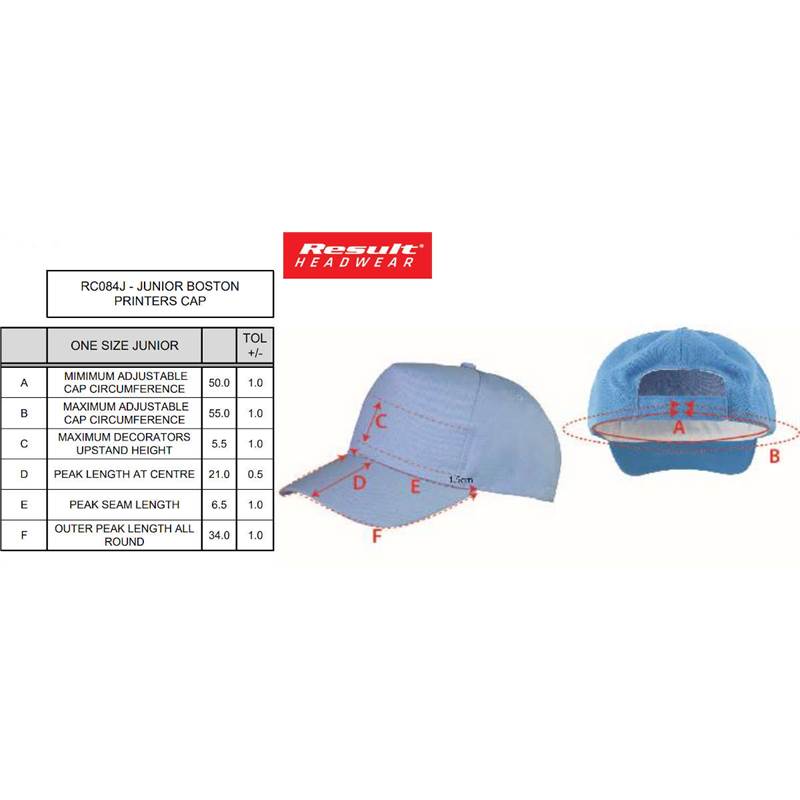 Result Junior Boston Printers Cap RC084J-2