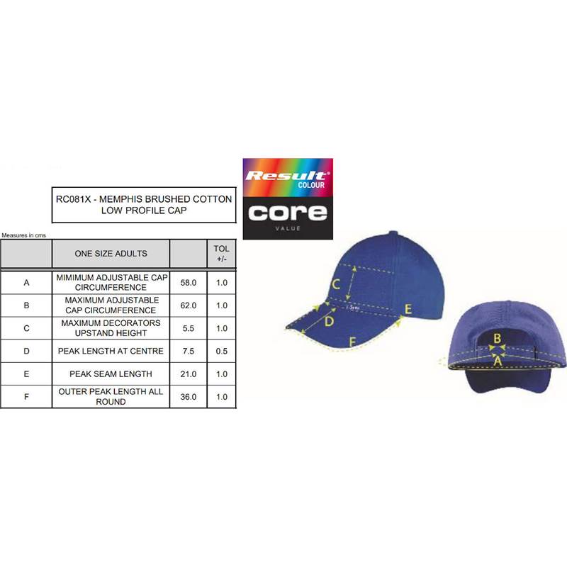 Result Unisex Memphis Brushed Cotton Low Profile Cap RC081X-2