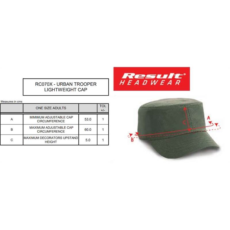 Result Unisex Urban Trooper Lightweight Cap RC070X-3