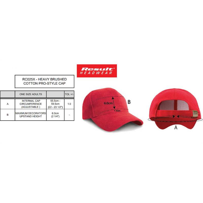 Result Unisex Pro Style Heavy Brushed Cotton Cap RC025X-2