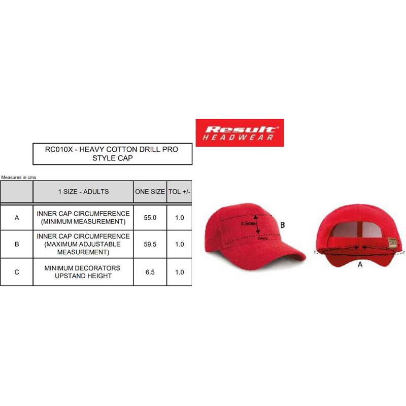 Result Unisex Heavy Cotton Drill Pro Style Cap RC010X-3