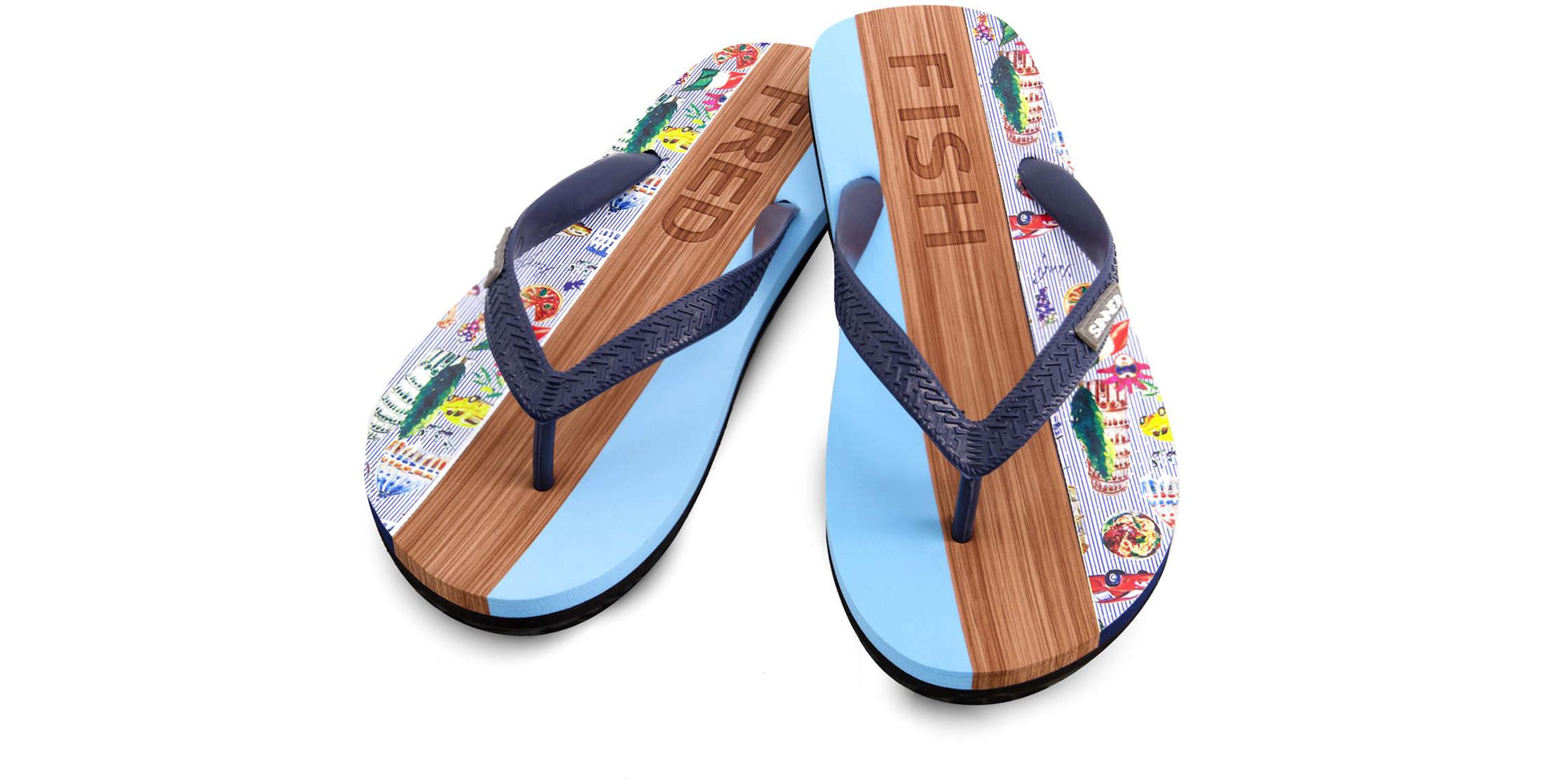 Sinner Mens Capitola A Fish Named Fred Flip Flops