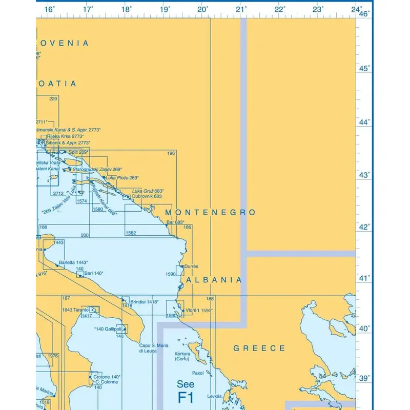 Admiralty Charts - Central Mediterranean Sea and Adriatic Sea E2 57-5