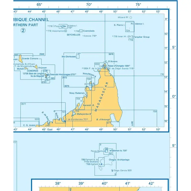 Admiralty Charts Africa (mozambique To Somalia) And Indian Ocean (southern) H 69-5