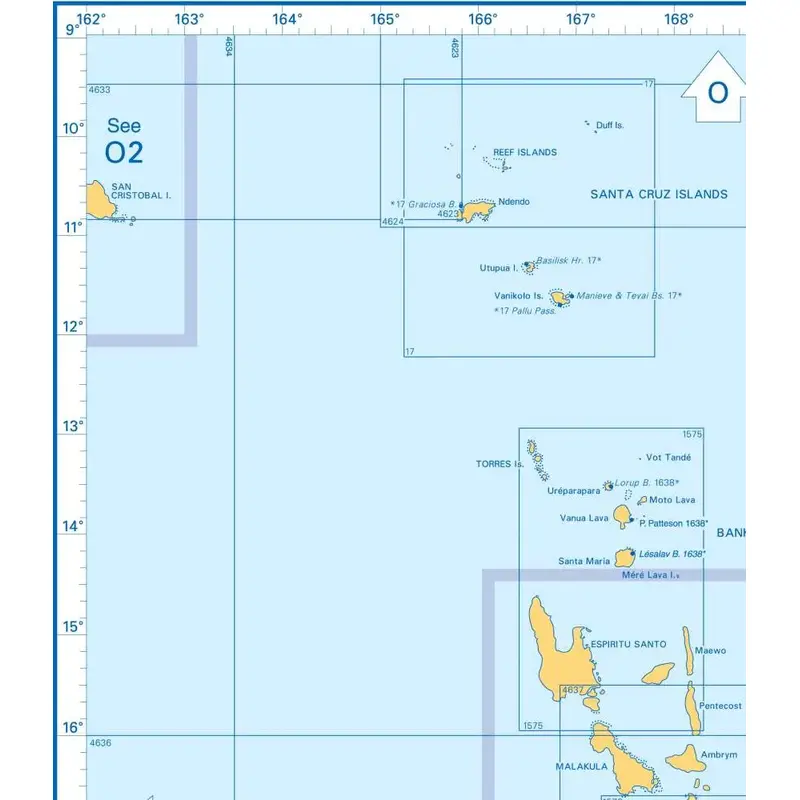 Admiralty Charts Nouvelle-Caledonie, Vanuatu  (New Hebrides) and Santa Cruz Island N1 109-3