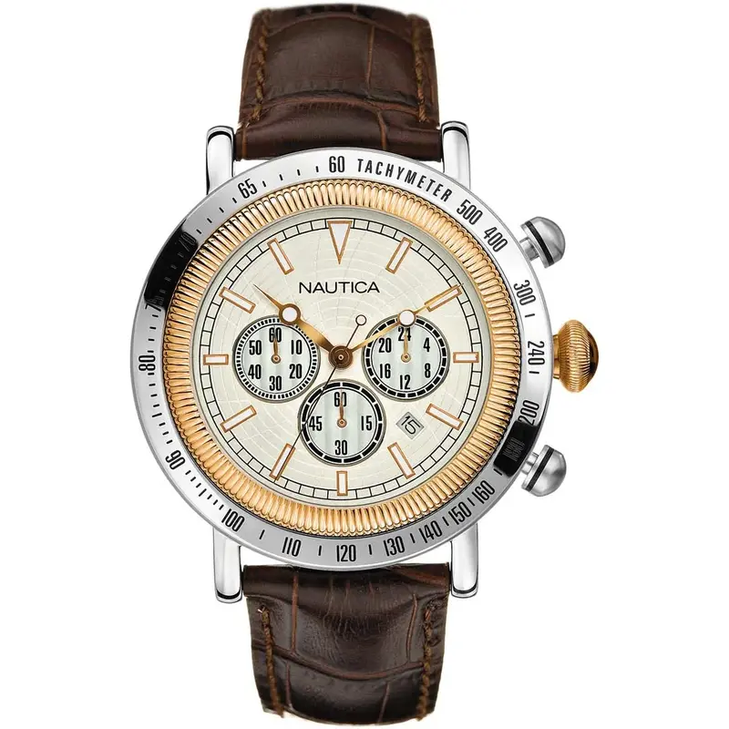 Silver dial, Rose gold accents, Dark brown leather strap-4