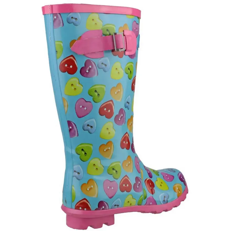 Cotswold Kids Button Heart Wellington Boots-3