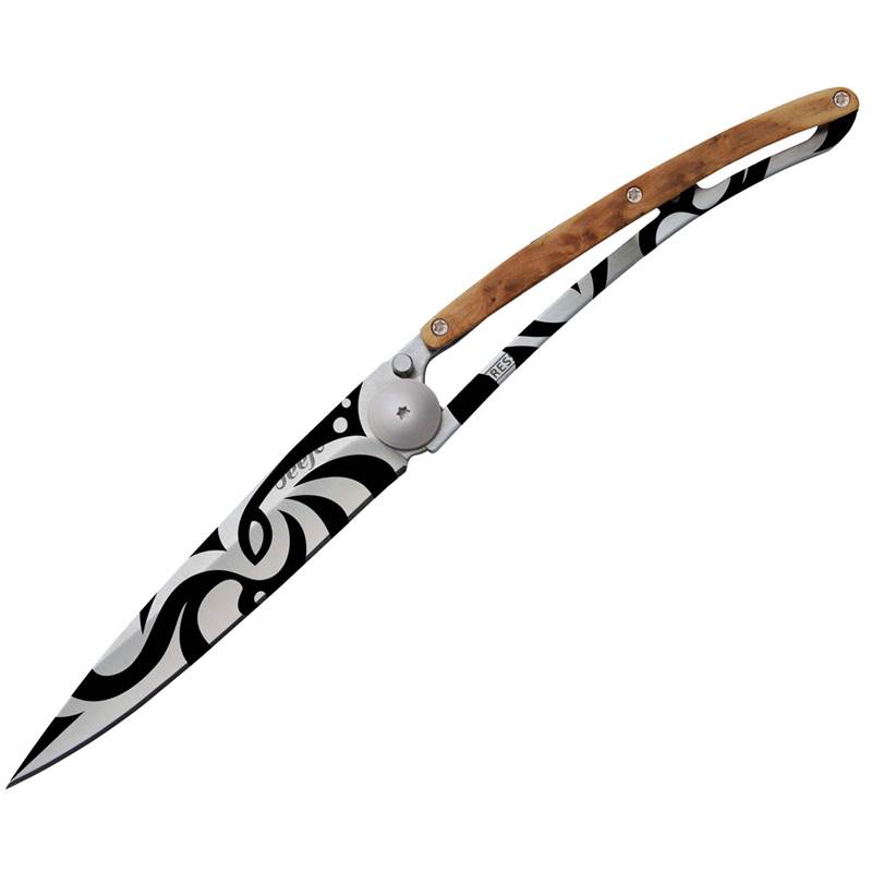 Deejo Tattoo Juniper Tribal 37g Folding Knife-1