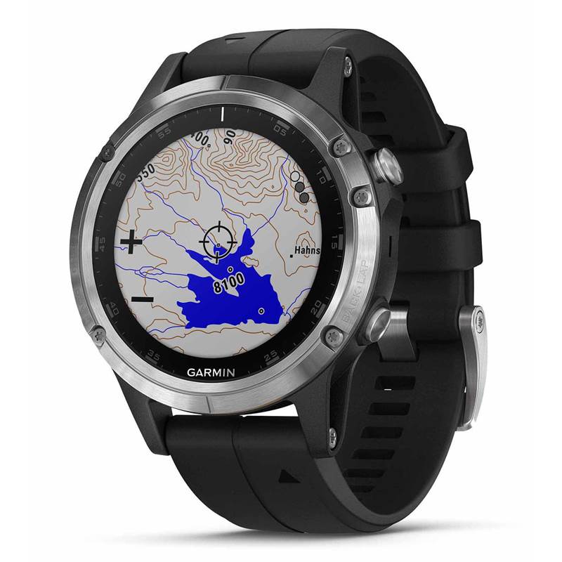 Garmin Fenix 5 Plus GPS Wrist HR Multisport Watch - Silver Black-2