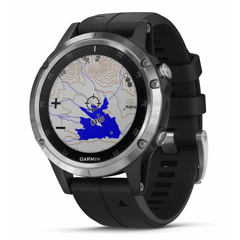 Garmin Fenix 5 Plus GPS Wrist HR Multisport Watch - Silver Black-2
