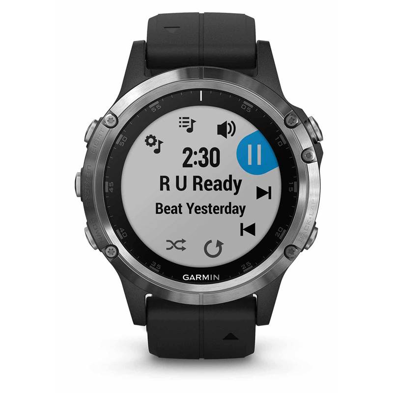 Garmin Fenix 5 Plus GPS Wrist HR Multisport Watch - Silver Black-4
