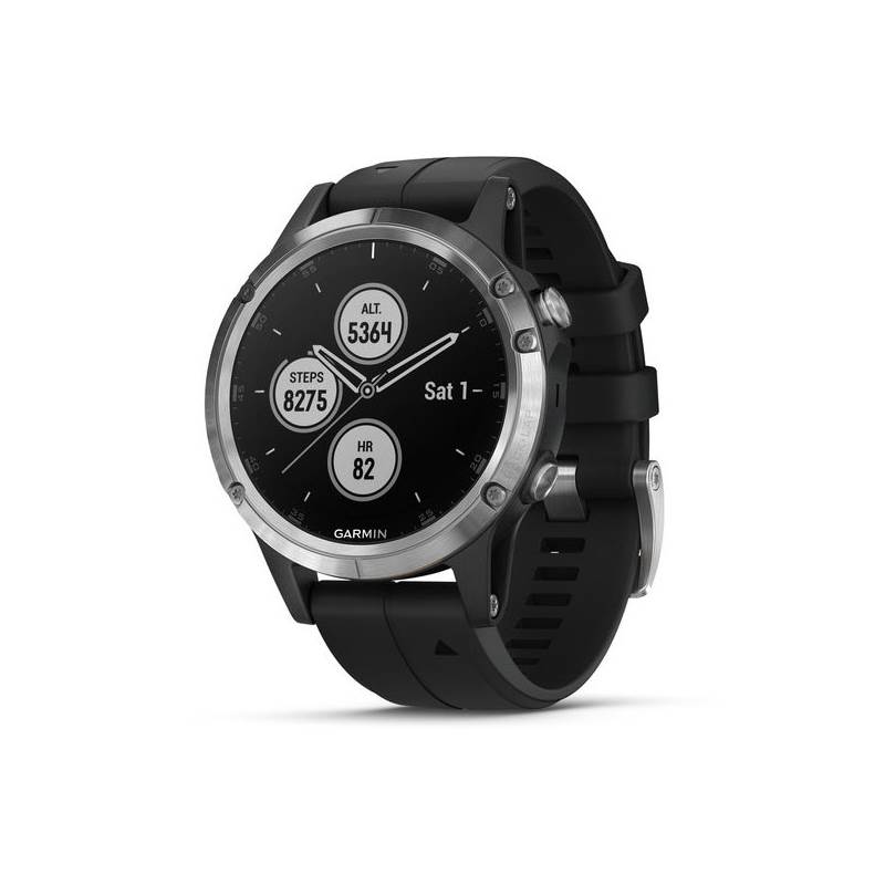 Garmin Fenix 5 Plus GPS Wrist HR Multisport Watch - Silver Black-5