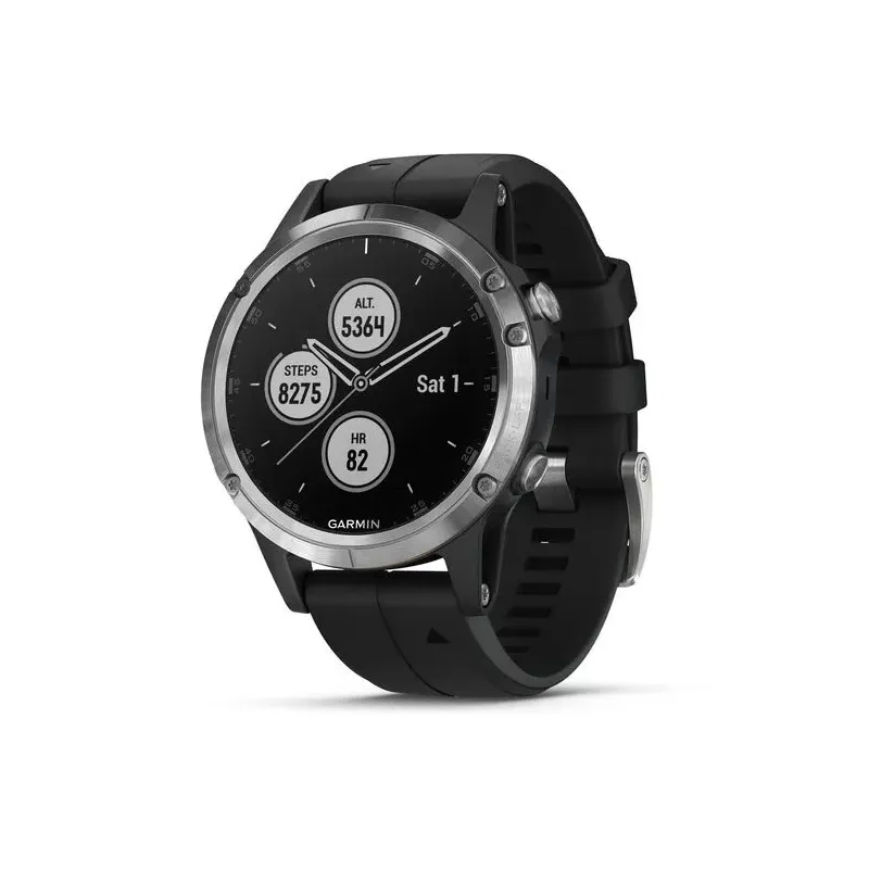 Garmin Fenix 5 Plus GPS Wrist HR Multisport Watch - Silver Black-5