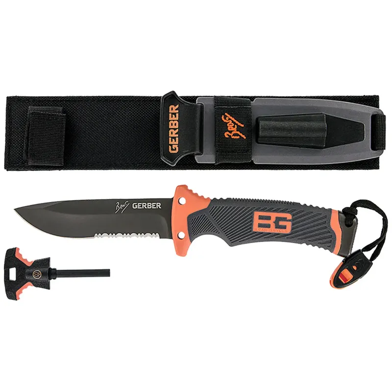 Gerber Bear Grylls Ultimate Knife Serrated Edge with Fire Starter, Sharpener & Survival Guide-3