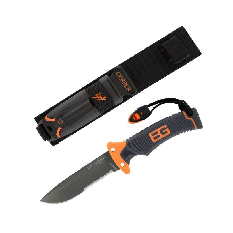 Gerber Bear Grylls Ultimate Knife Serrated Edge with Fire Starter, Sharpener & Survival Guide-1